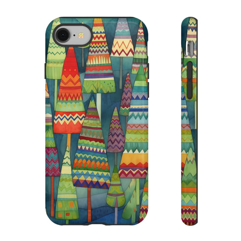 Knitted Christmas Trees - Impact Resistant Phone Case iPhone 8 Glossy